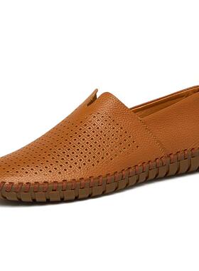 极速New Summer Memn Casual Shoes Leather Mens Loafers Handm