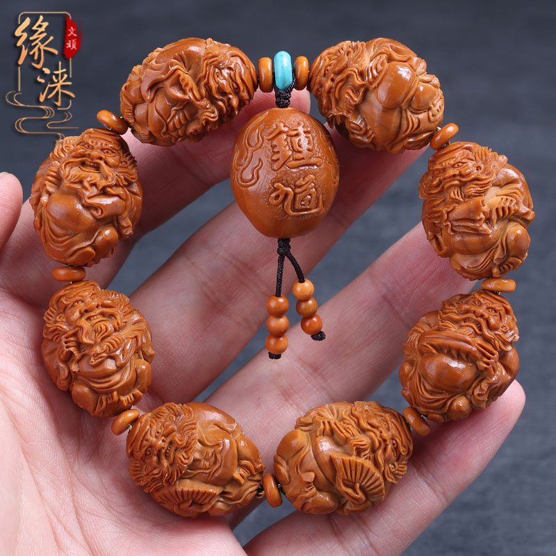 极速橄榄核手串 2.0钟馗赐福纳福橄G榄胡 老料手工雕刻文玩手把件