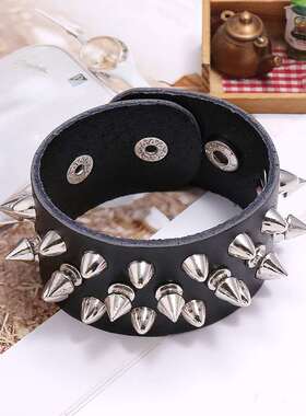 极速New accessojries wide leather three-row nail punk leathe