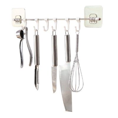 极速New Kitchen Bathroom Self-adhesive Six Hooks TWall Rack