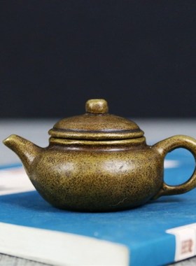 极速仿古玩铜器袖珍迷你铜t壶小摆件黄铜微雕手把件壶茶道铜宠铜