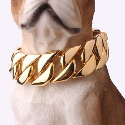 极速Gold dCuban Chain Pet Collar Bully Large Dog Collar Leas