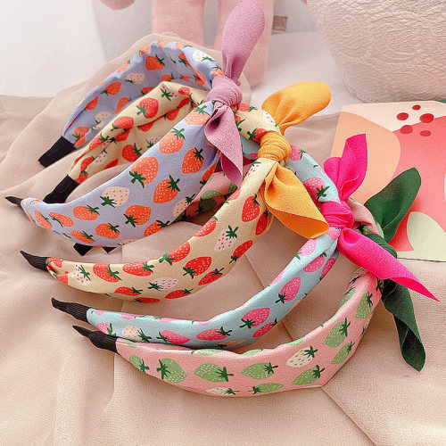 极速Korean Sweet Fruit sPrint Color Matching Hairband Strawb