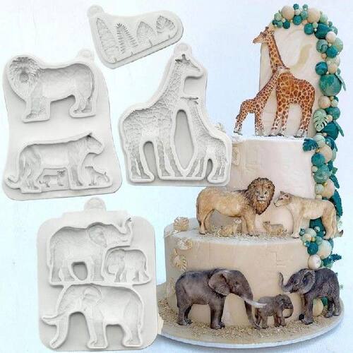 新品3D Lion Giraffe Rabbit ElephaCnt Animal Shape Silicone F