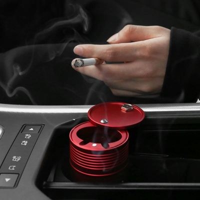 极速创意家居自动弹开q带盖子烟灰缸大号小号车载密封易清洗金属