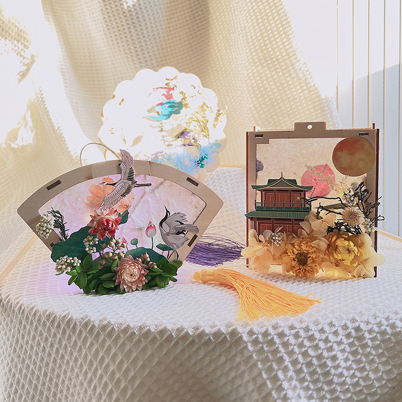 灯笼母亲节材料包古风干花立体花