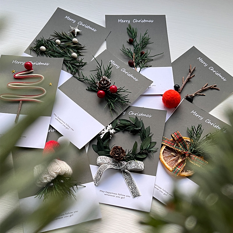 圣诞节卡片天然植物DIY