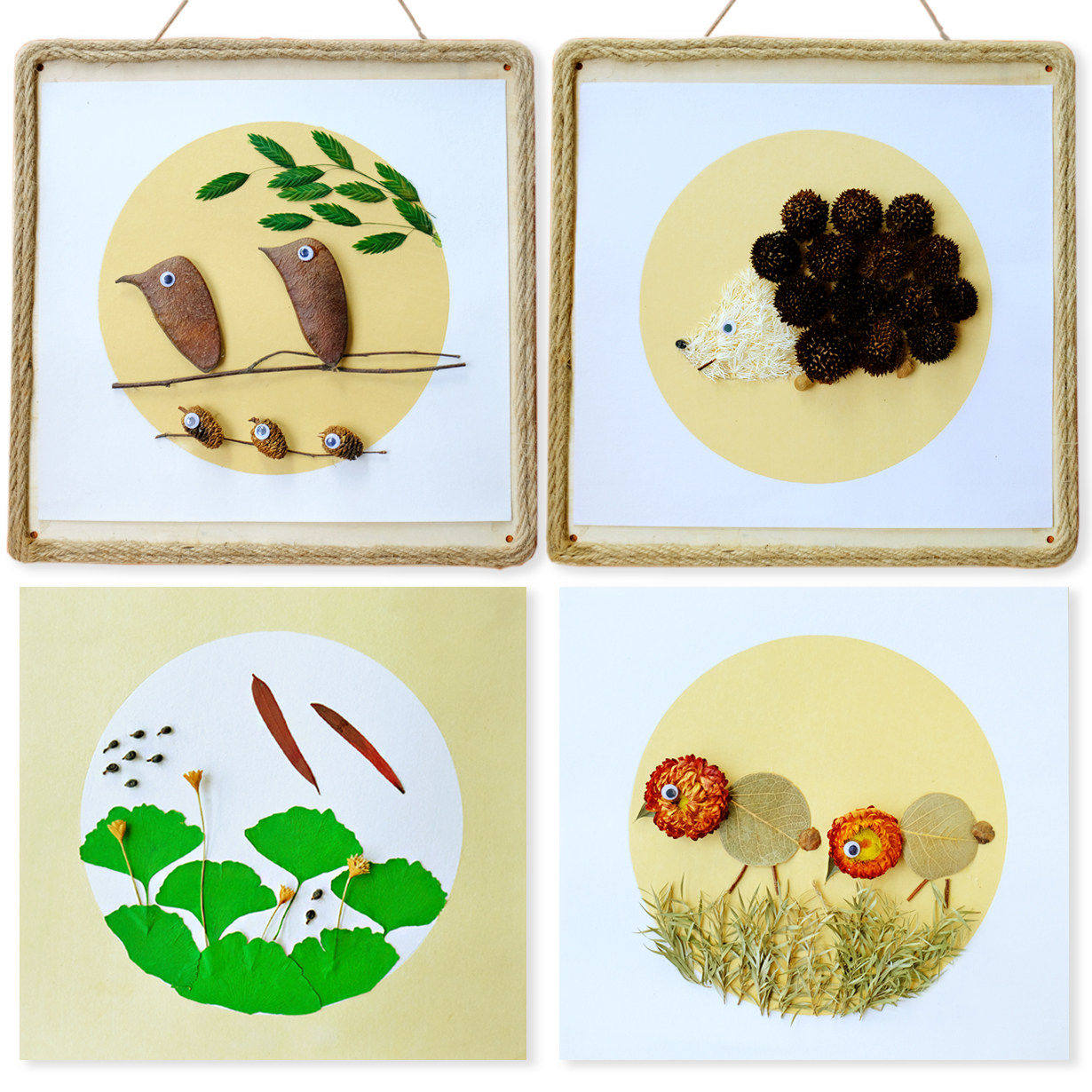 diy立体植物粘贴画小学创意手工作业幼儿园环创教具挂件动物摆件