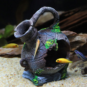 新品 鱼缸水族箱三湖慈鲷鱼罐躲避屋虾屋躲避洞穴S破旧罐子复古花