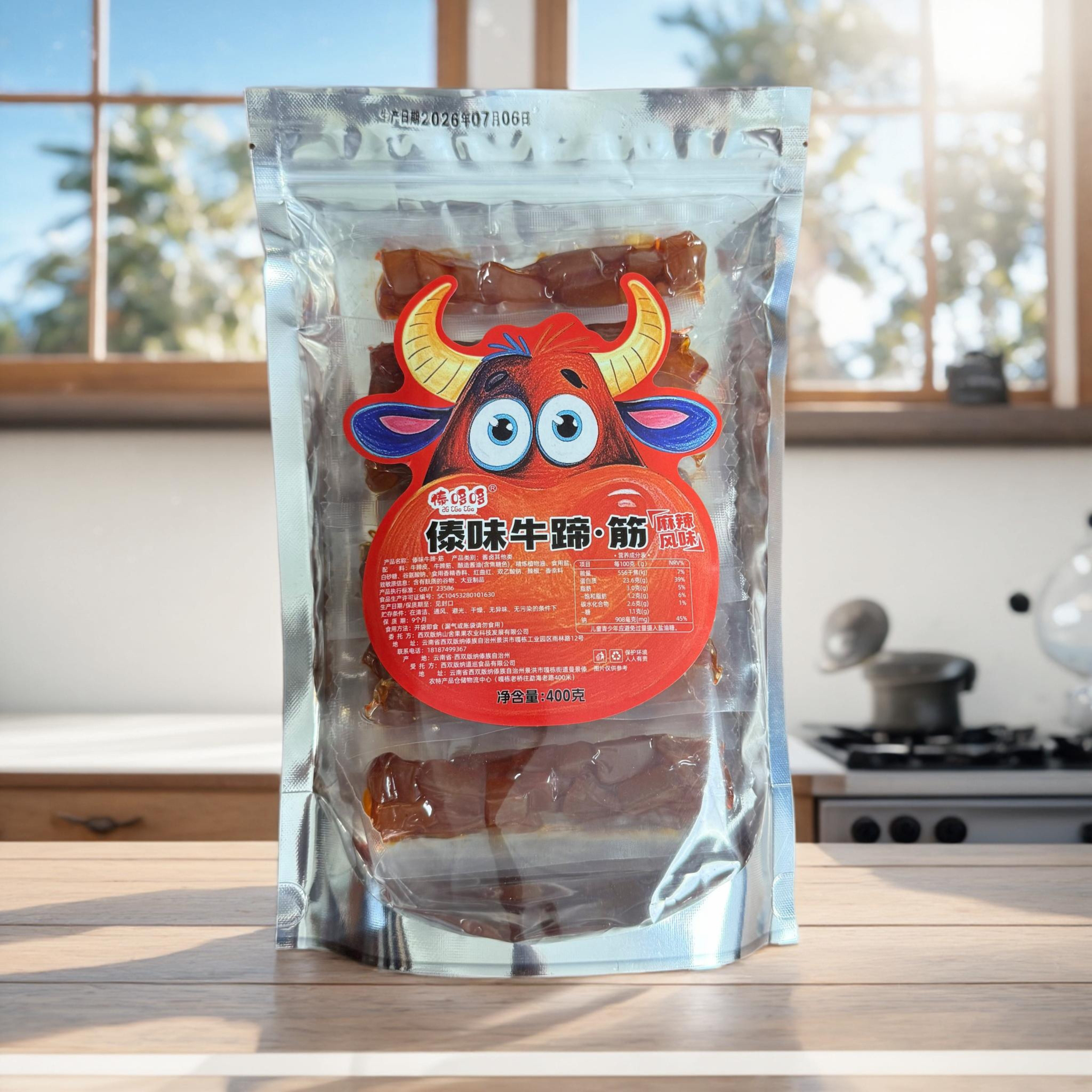 云南西双版纳傣家特产傣哆哆傣味麻辣五香牛蹄筋牛肉伴手礼