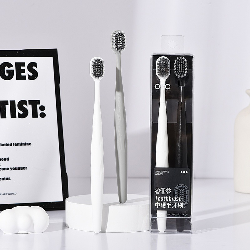 两支装男士中硬毛净护牙刷成人