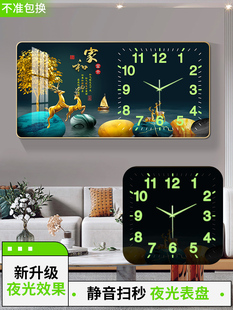 万年历钟表挂钟客厅家用夜光免打孔餐厅大气装饰画电视时钟挂墙
