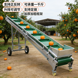 PVC绿皮带输送机可折叠上料提升加高档条爬坡传送带散料颗粒茶叶