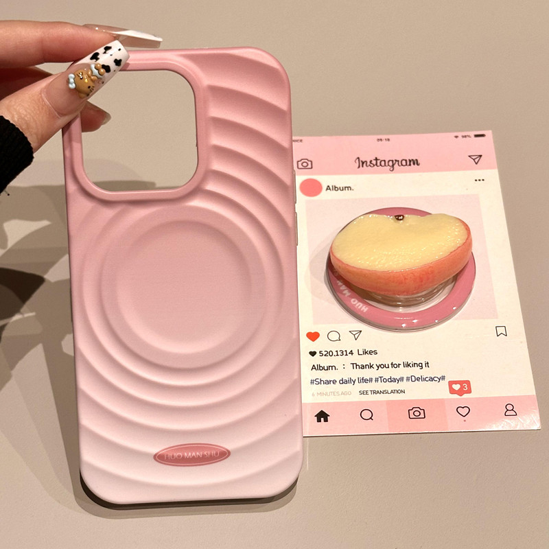 ins风韩系红苹果瓣磁吸支架适用苹果iphone16promax波漾手机壳15promax防摔14pro创意13保护套16pro小众
