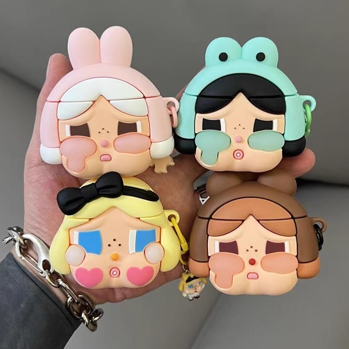 可爱卡通呆萌爱丽丝小兔哭娃耳机套适用AirPods1/2代耳机套苹果无线蓝牙新款3/4代pro二代耳机套保护套硅胶女
