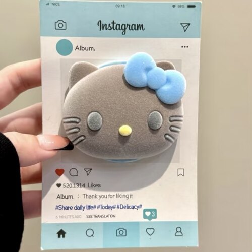 绒面蓝色蝴蝶结kitty磁吸支架适用MagSafe手机强力吸附桌面可伸缩