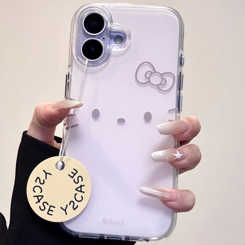 ins风卡通粉底hellokitty表情适用苹果iphone17promax手机壳16promax少女心15pro防摔14pro保护套13链条17pro