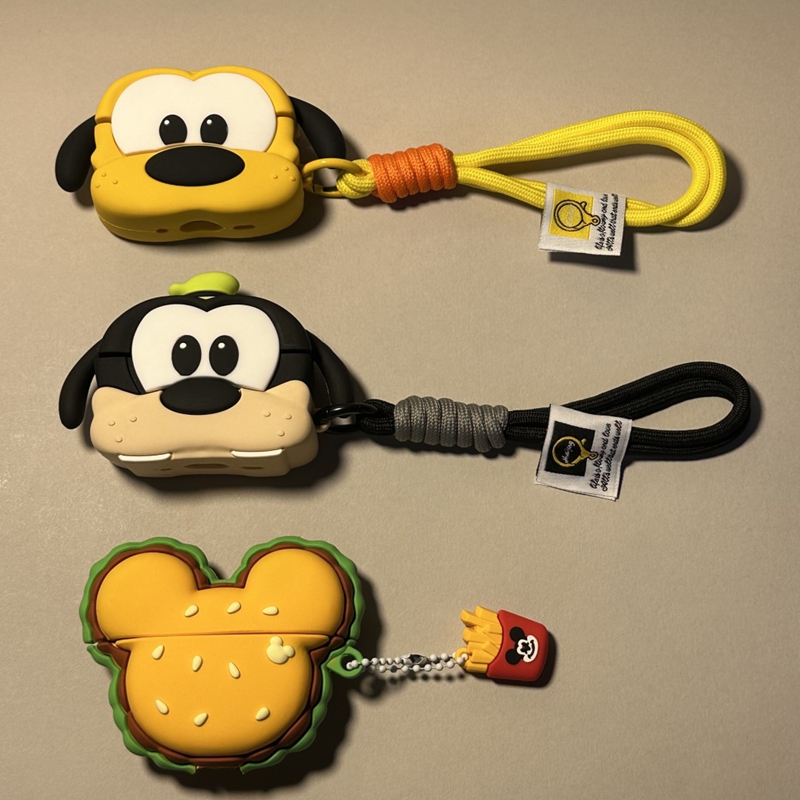 可爱米奇高飞布鲁托手绳适用airpods1/2耳机盒新款airpods3苹果无线蓝牙耳机壳aipodspro软硅胶4代防摔保护套