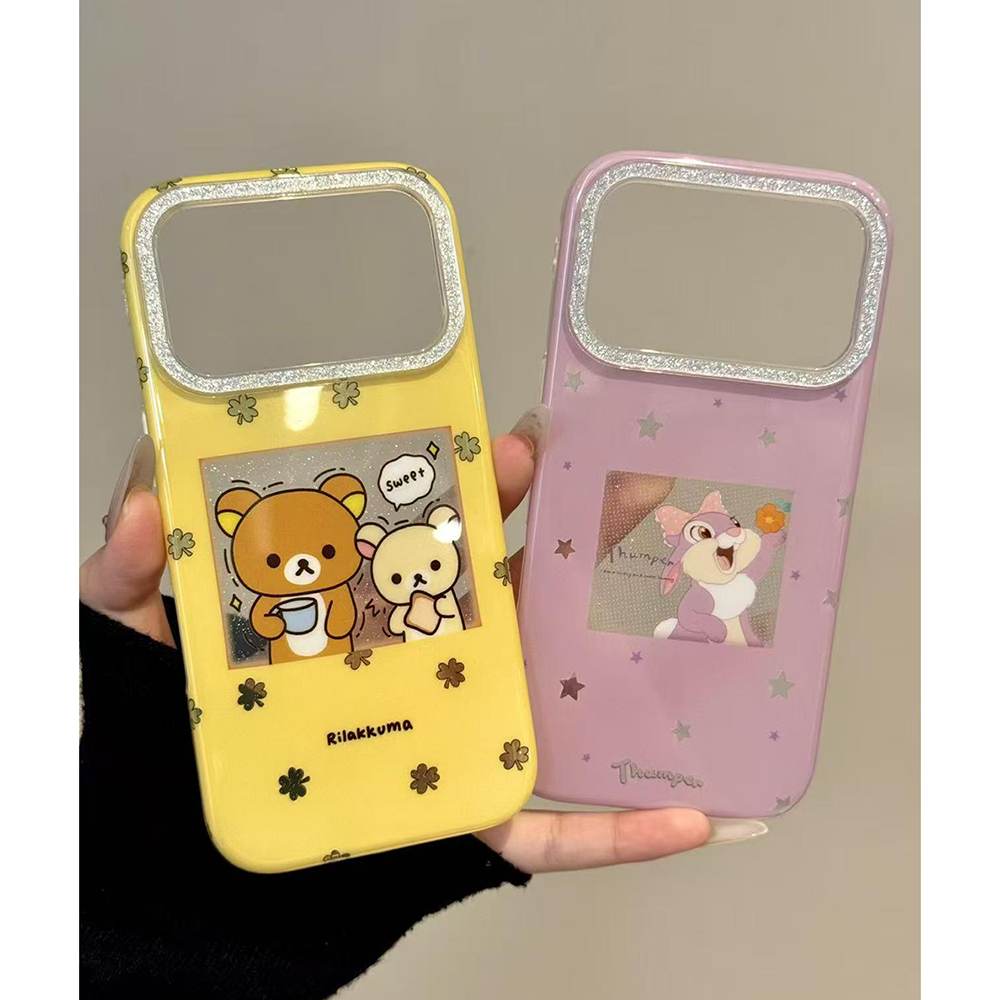 卡通可爱镂空相框轻松熊桑普兔适用iPhone17promax手机壳15新款17pro女款13创意全包防摔16pro超好看17保护套