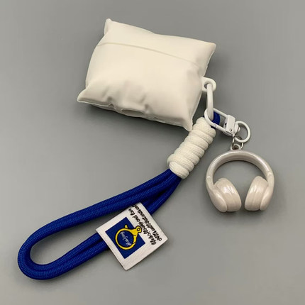 ins可爱趣味创意仿真白色抱枕适用苹果AirPods4代苹果无线蓝牙耳机套AirPods3代硅胶AirPodspro2防摔耳机盒女