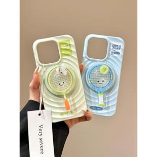 磁吸波漾羽毛球网球拍旋转支架适用苹果15promax手机壳16新款iPhone14promax创意13pro防摔15pro情侣12保护套