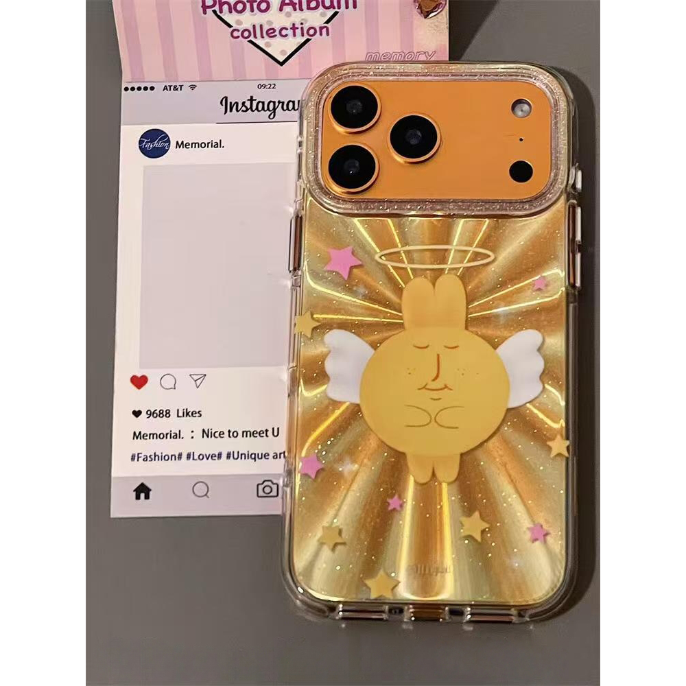 卡通搞怪天使粉红兔适用iPhone17promax手机壳15新款17pro网红女款13创意全包防摔16pro超好看17保护套