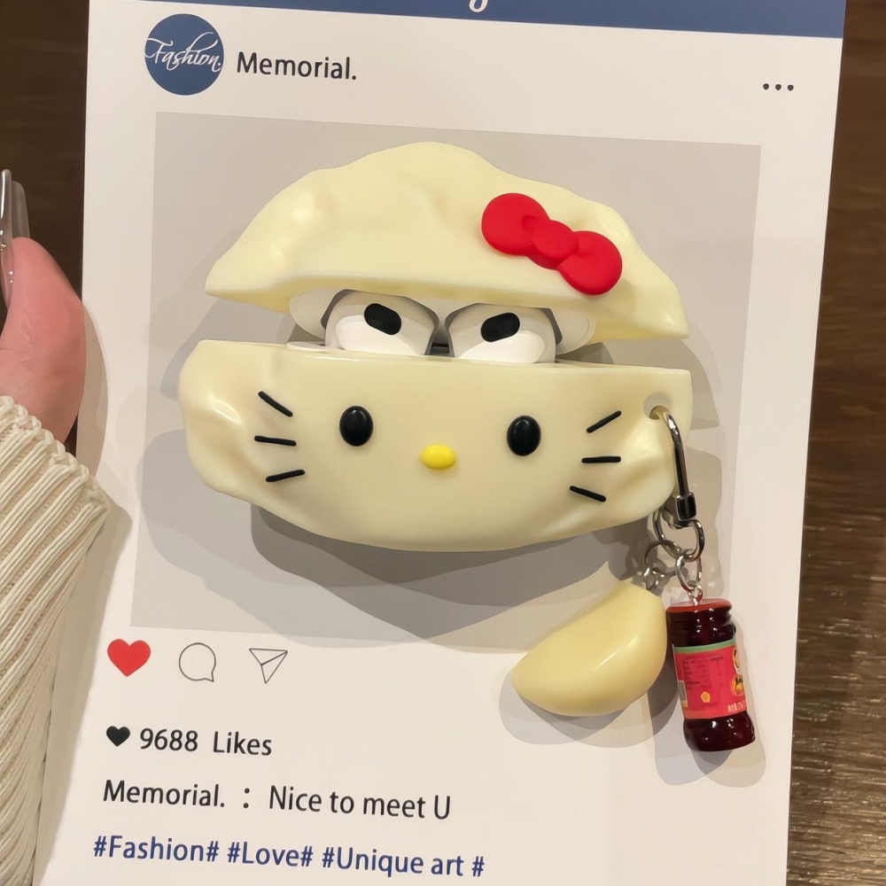 可爱少女心卡通真水饺hellokitty带挂件适用airpods4苹果无线蓝牙耳机套airpods3硅胶1/2代防摔Pro耳机壳
