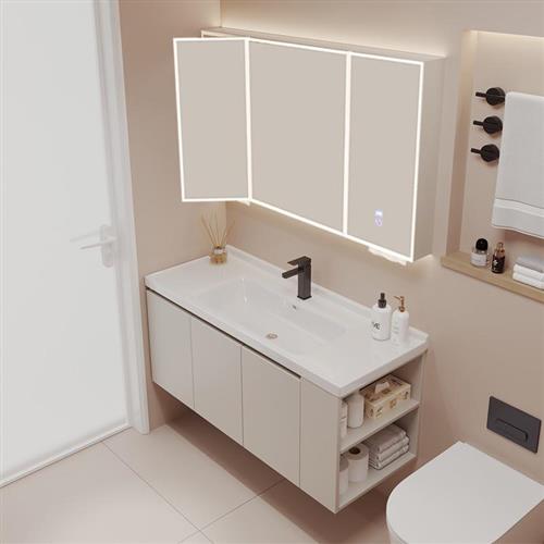 新款智能镜柜陶瓷一体盆浴室柜组合卫生间洗漱台洗手脸盆