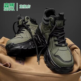 森马男鞋春季2026新款厚底耐磨马丁靴男士潮流高帮百搭休闲工装靴