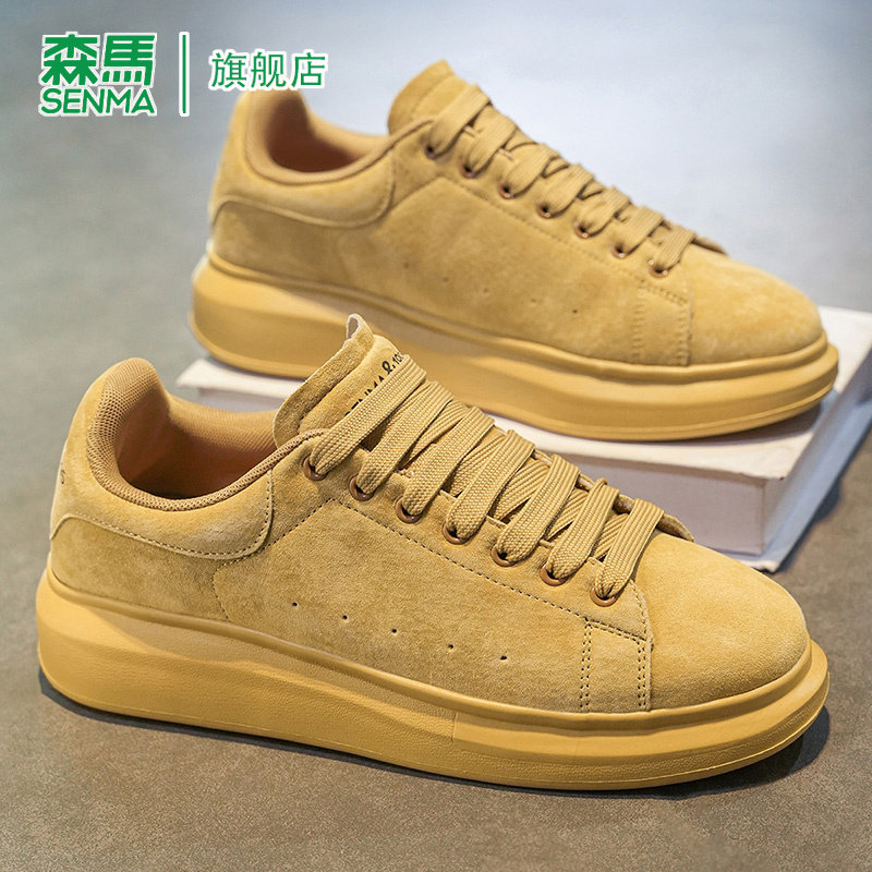 森马休闲板鞋男款复古潮流真皮春季新款青少年个性时尚磨砂运动鞋