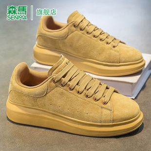 森马休闲板鞋男款复古潮流真皮春季新款青少年个性时尚磨砂运动鞋