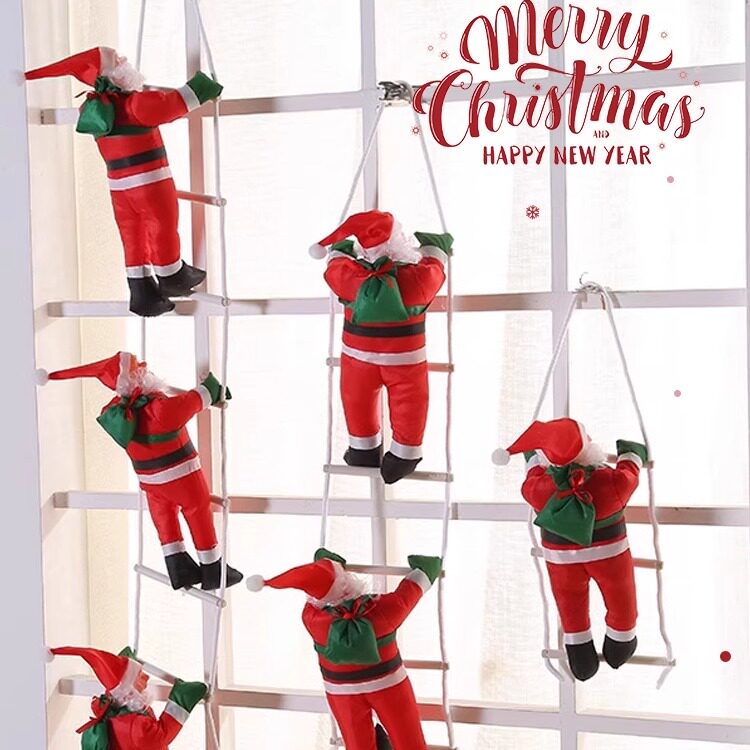 圣诞树挂件圣诞老人爬墙爬梯爬窗玩偶圣诞节装饰品摆件布置挂饰