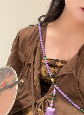 一款多戴~国风长款流苏串珠斜挎链新中式小众高级感古风项链配饰