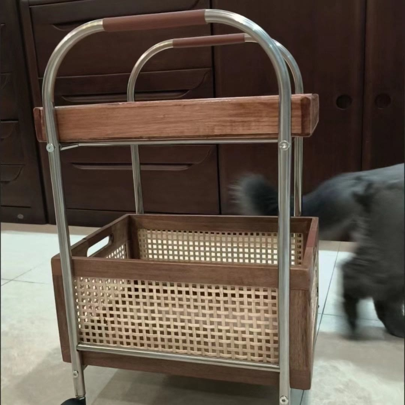 DIY置物架推车厨房卫生间零食化妆品落地中古风ins小推车简约四轮