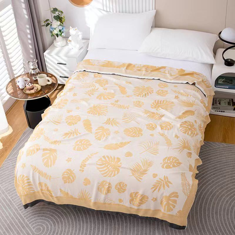 竹纤维冷感毯a类双层色织成人宿舍毛巾毯空调被薄毯纱布中式夏季