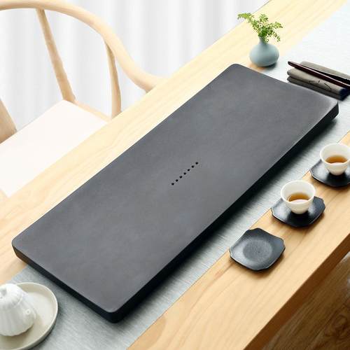 功夫茶具石茶盘家用客厅创意简约大小号排水式茶台茶海乌金石茶盘