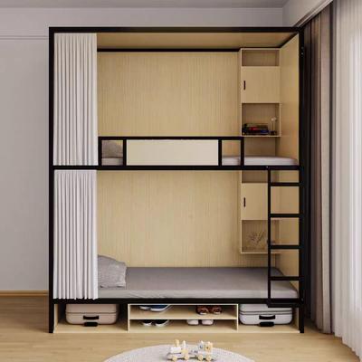 钢木全包床太空舱上下床学生员工宿舍公寓床青旅民宿上下铺双层床