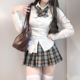 林间萌象jk制服套装 白衬衣 长袖 显瘦收腰衬衫 女夏日系辣妹弹力修身
