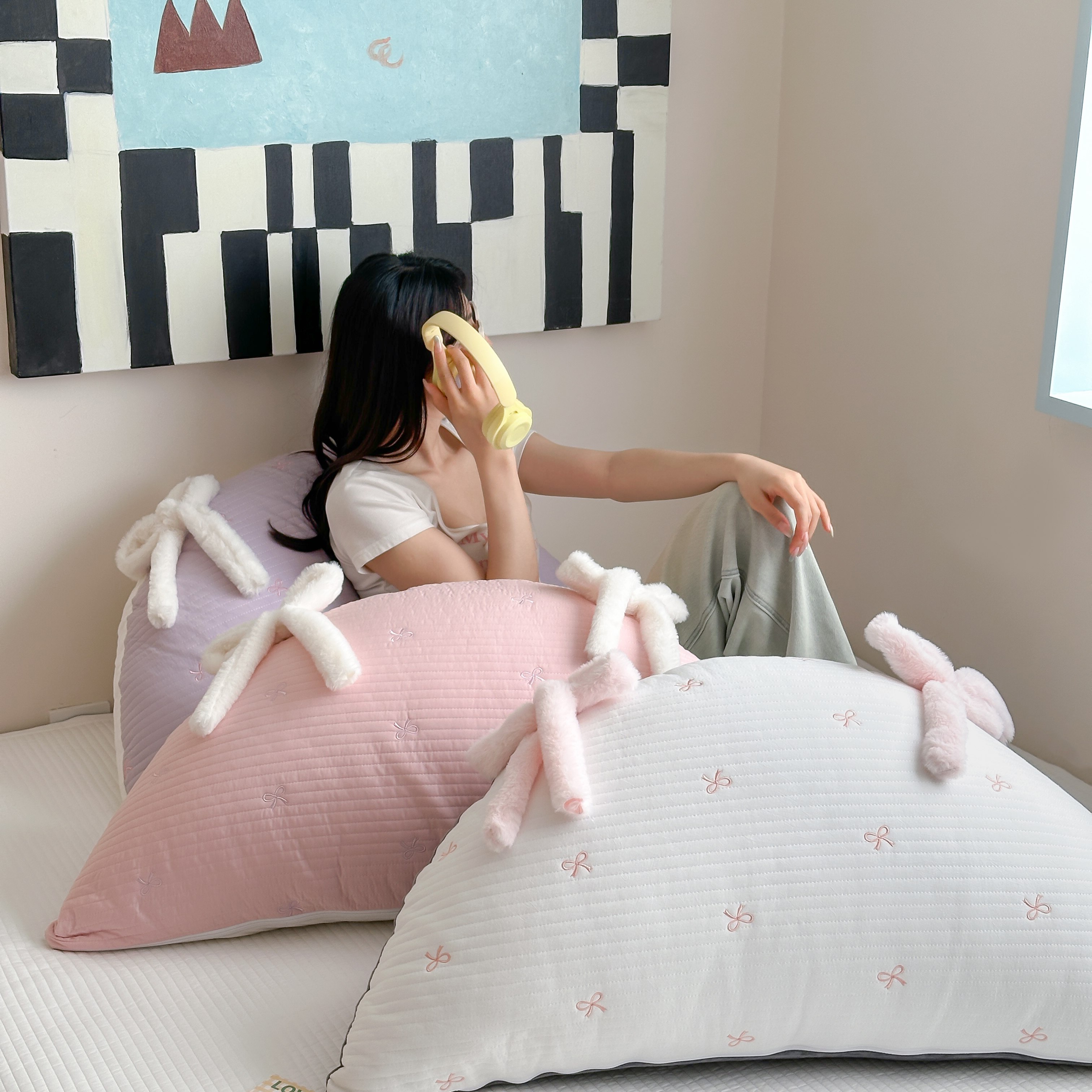 可爱抱枕床头全棉靠垫少女心靠背