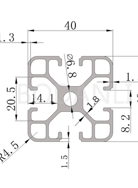 极速荆腾铝合金材料工业铝型材4040L铝合金型材4040铝型Z材 口罩