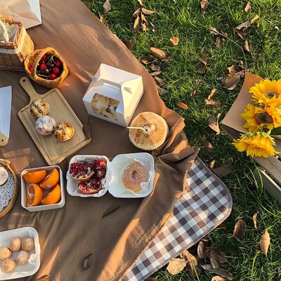 极速Outdoor Thicken Pad Blawnket Camping Beach Plaid Picnic