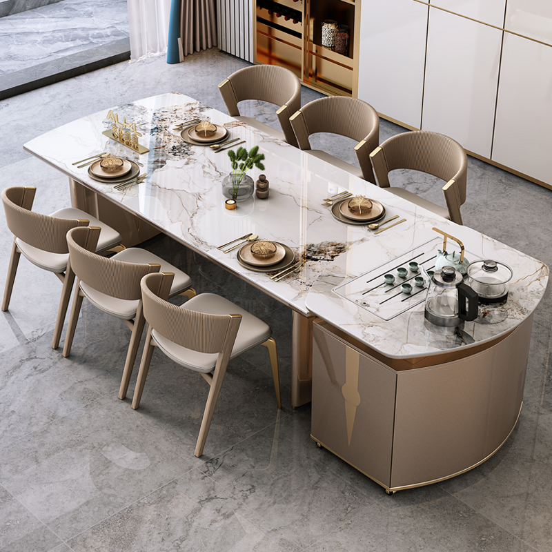 极速岩板岛台g餐桌一体现代简约小户型餐桌茶桌一体式家用轻奢大
