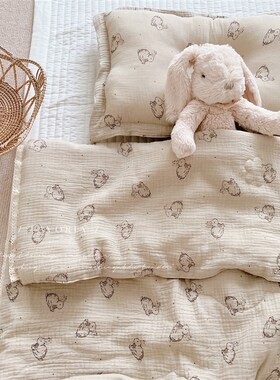 极速Favoria韩ipns可爱兔全棉双层纱婴儿童夏被子空调被宝宝枕头