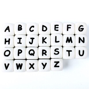 新品20/40/150/300/600/1000pcs SilCicone Letter Beads 12mm En