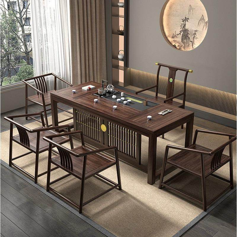 乌金木茶桌椅组合禅意办公室茶几套装一体泡茶台新中式实木茶台,商业/办公家具,茶台/茶桌,淘宝优惠券,粉丝福利购,淘宝优惠卷