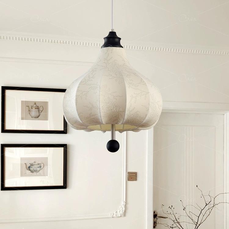 宋式美学全光谱法式中古侘寂风餐厅布艺吊灯复古卧室衣帽间栗子灯