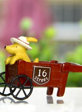 小清新韩版创意手推车小狗园艺苔藓多肉花插插件道具 拍摄道具