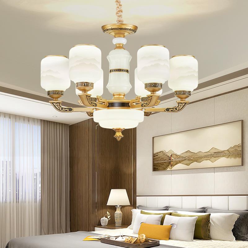 中山卧室大厅新中式客厅吊灯中式锌合金防尘虫家用灯饰灯具餐厅灯