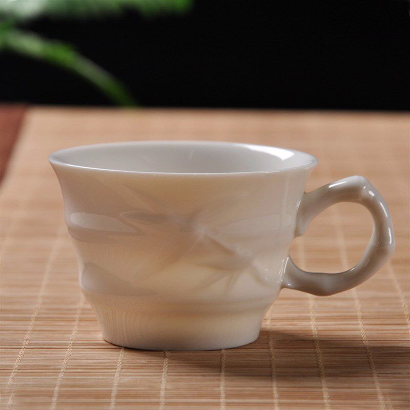 现货速发#陶瓷有耳茶办公喝茶杯品茗杯带柄小紫砂茶杯陶瓷功夫茶