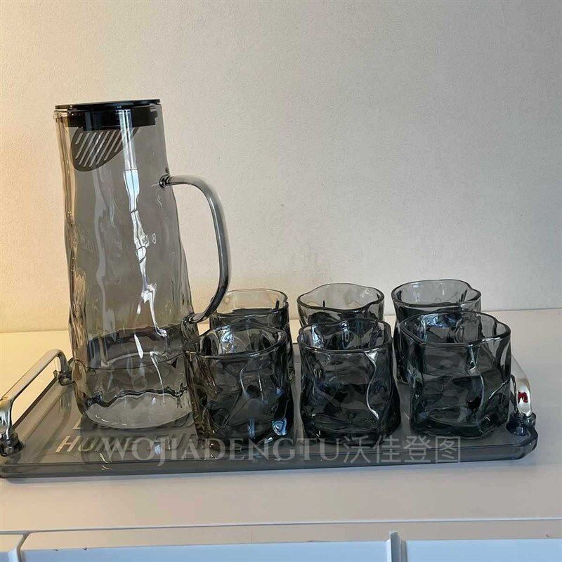 现货速发杯子高颜值冰川水杯家用套装具大容量带柄水壶一壶